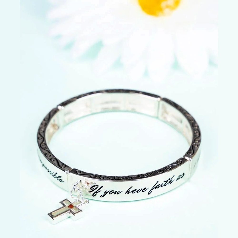 Charm Bracelet. Faith of a Mustard Seed. Engraved Silver.
